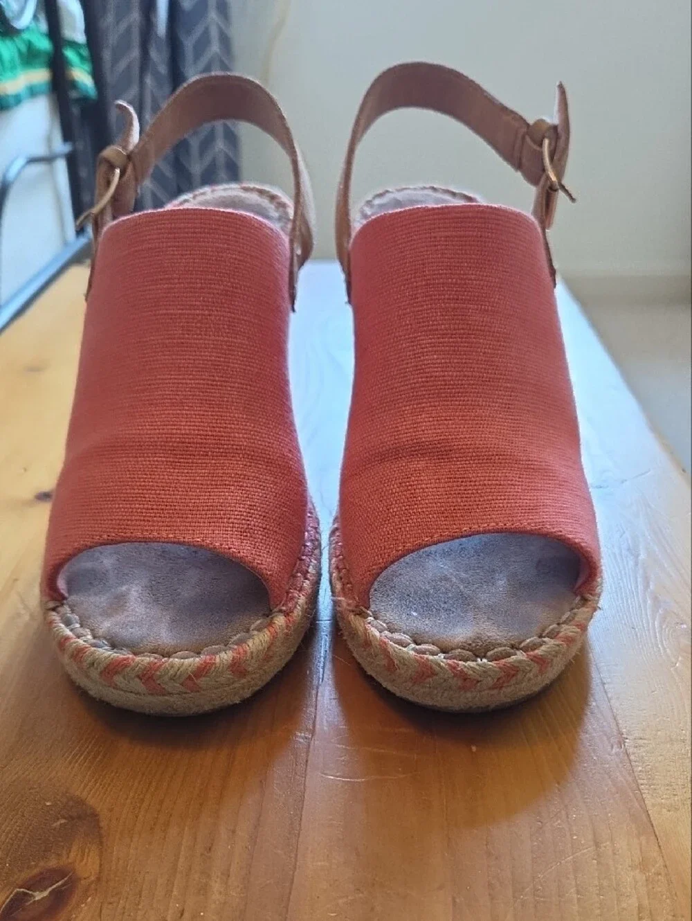 TOMS Coral Canvas Espadrille Slingback Wedges